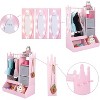 Kids Play Dress-Up Armoire, Girls Wardrobe with Lighted Mirror, Clothing Rack & Storage Bins, Dress-Up Organizer for Bedroom/Playroom - 4 of 4
