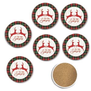 Courtside Market ‘Tis The Season Collection 4″ Circle Ceramic Coasters – 6 Piece Set - 1 of 3