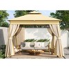 Large Outdoor Heavy Duty Gazebo,Gazebo with Steel Frame and Mosquito Netting,Double Roof Patio Party Gazebo Tent-Coolbibila - 3 of 4