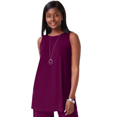 Jessica London Women's Plus Size Stretch Knit Tunic Tank