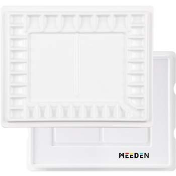 MEEDEN 33-Well Porcelain Painting Palette with Plastic Cover, Ceramic Palette with Lid for Watercolor, Other Water Based Paint, 13-1/2 by 10.8-Inch