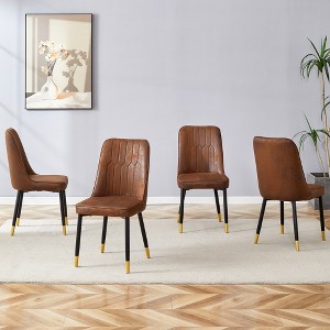 Modern dining chairs, equipped with PU artificial leather backrest cushions and metal legs, suitable for restaurants, kitchens, and bedrooms - 1 of 4