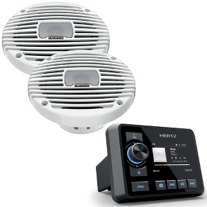 Hertz HMR 20 Marine Digital Media Receiver with 1 Pair HEX Series HEX-65-M-TW 6.5" 4-Ohm Marine Coax Set - White - 1 of 4