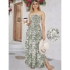 LA LEELA Women's House Daily Routine Evening Wear Boho A line Slit Maxi Dress Smocked Top Evening Long Tube Dresses for Women One Size Black, Floral - 2 of 4