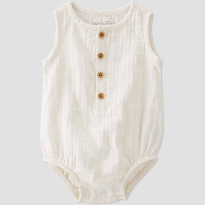 Image of Little Planet by Carter's Organic Baby Gauze Bubble Jumpsuit - White 9M