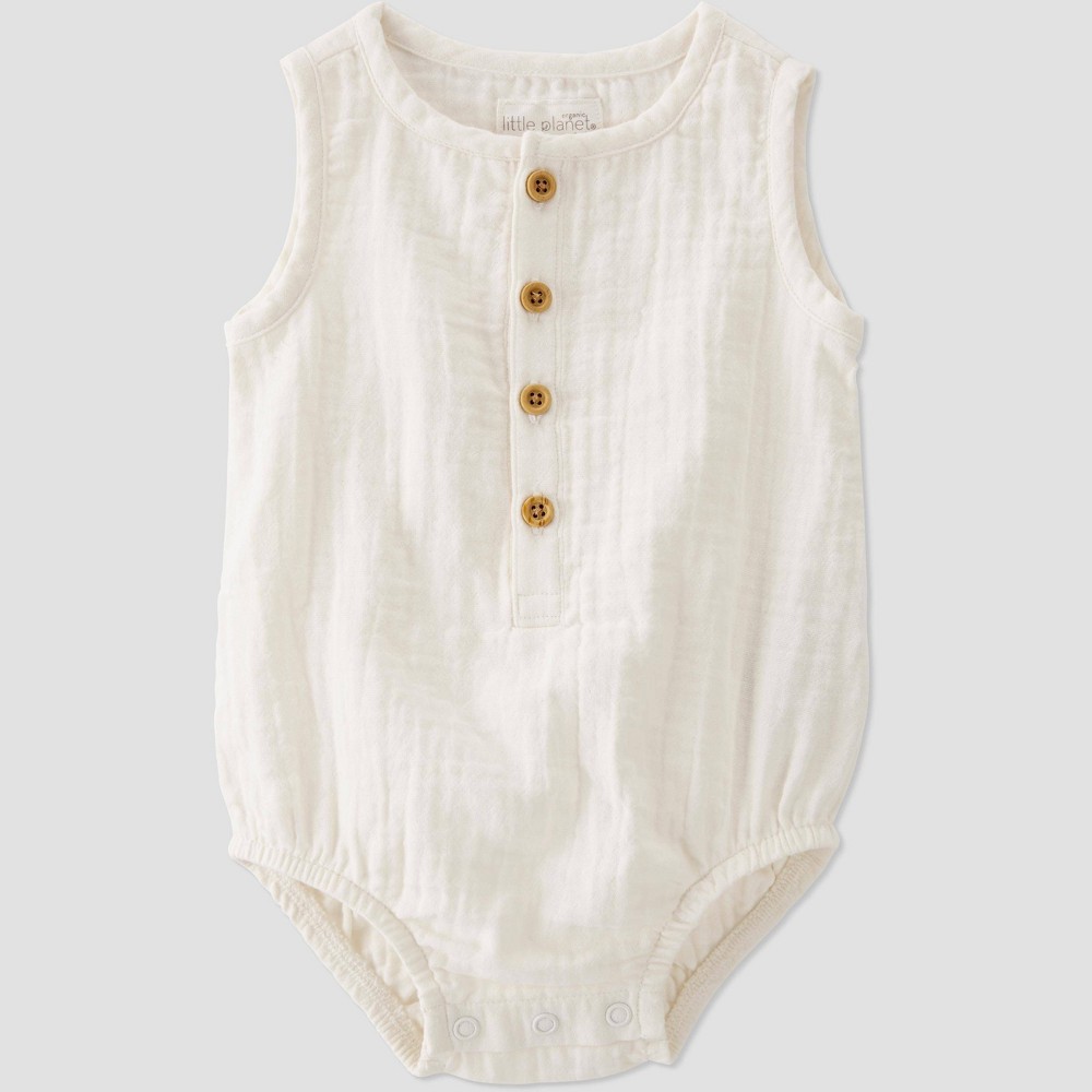 Little Planet by Carter's Organic Baby Gauze Bubble Jumpsuit - White 3M