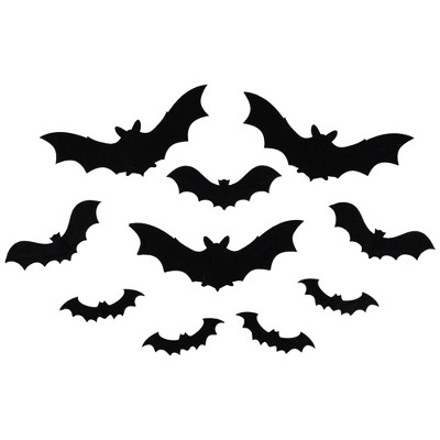 Northlight Set Of 10 Black Halloween Posable Felt Bats 12