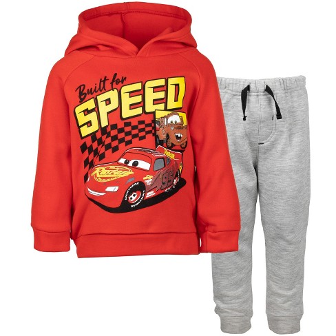 Disney Pixar Cars Lightning McQueen Tow Mater Big Boys Fleece Hoodie &  Pants Red / Grey 10-12