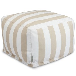 Majestic Home Goods,Ottoman Pouf Vertical Stripe Burnt - 1 of 4