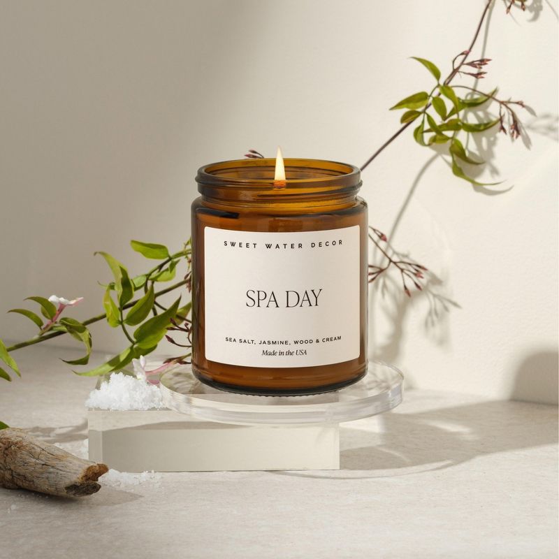 Sweet Water Decor Spa Day 9oz Amber Jar Soy Candle, 3 of 4