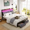 Bed Frame With Storage Headboard, 2 Drawers, Charging Station LED Upholstered Bed Frame, No Box Spring Needed Platform Bed Frame - 2 of 4