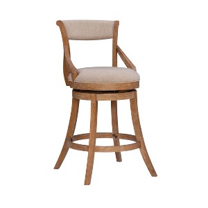 Big and Tall Gerald Swivel Seat Barstool Brown - Powell Company: 30" Height, Rubberwood Frame, Foam Padded - 1 of 4