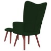 vidaXL Velvet Relaxing Chair with Stool in Dark Green - Modern Style, Steel Framed Armchair & Footstool Set - 4 of 4