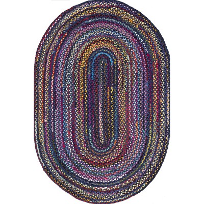 Tappeto Area NuLOOM Tammara Intrecciato A Mano In Cotone Riciclato, Multicolore, Ovale 2,4x3,4 M