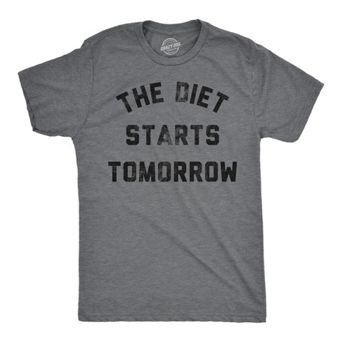 Мужские футболки Crazy Dog T-Shirts, Inc. Mens Funny T Shirts The Diet Starts Tomorrow Sarcastic Food Novelty Tee for Men - Crazy Dog Men's T Shirt For Foodies Dark Grey XL