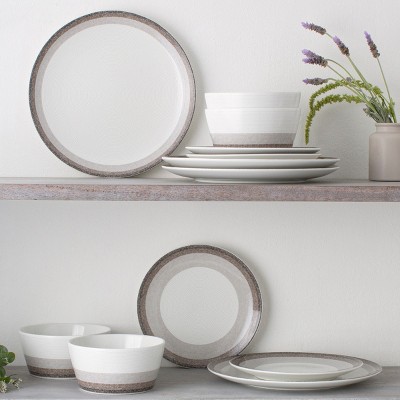Canyon White Porcelain 12-Piece Dinnerware Set, Service for 4