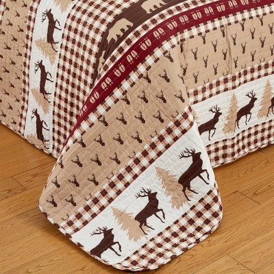 Rustic Red and Taupe Microfiber Reversible Full Quilt Set