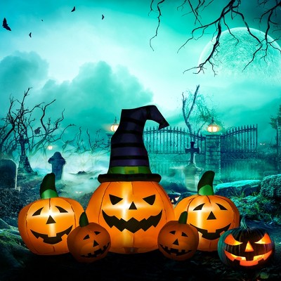 LOVSON 73''Inflatable Halloween Decorations: 5 Pumpkins Inflatable Outdoor Garden Display, Waterproof