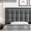 Velvet Upholstered Bed Frame with Adjustable Headboard, Wood Slat Support, No Box Spring Needed, Easy Assembly - 4 of 4