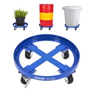 VEVOR 55 Gallon Drum Dolly, 2000 lbs Load Capacity, Heavy-Duty Barrel Dolly with Cross Braces and 4 Swivel Caster Wheels, Blue - 1 of 4