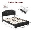 coucheta Queen Size Bed Frame with 2 Storage Drawers and Headboard, Upholstered PU Leather Button Tufted, Black - 2 of 4