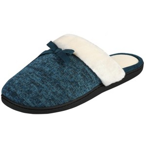 Roxoni Women’s Cozy Memory Foam Slippers, Fuzzy Warm Faux Fur, Anti-Skid Rubber Sole - 1 of 4