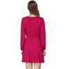 YESFASHION  Women's Casual T Shirt Dress 2025 Summer Long Sleeve Swing Dresses Puff Sleeve V-Neck Ruffles Pleated Party Dress - 3 of 4
