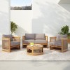 4 Piece Acacia Wood Patio Conversation Set with Curved Chairs Loveseat and Table Rope Accent Outdoor Seating with Cushions-Maison Boucle - 2 of 4