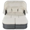Outdoor Wicker Conversation Set with Retractable Canopy Daybed Sunbed - 3 of 4
