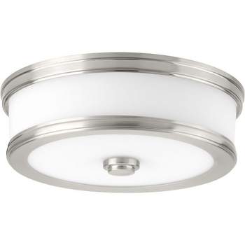 Progress Lighting Bezel Collection 1-Light LED Flush Mount, Brushed Nickel, Etched White Glass Shade