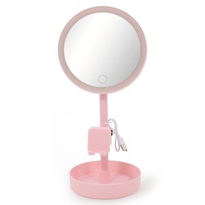 LED Mirror with Phone Holder Pink Bullseye s Playground