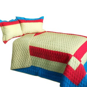Slickblue Full/Queen, Soft Vermicelli Quilted Bedspread and Shams, Quilt Set, Design 1/2/3, TC Fabric, 3 Piece - 1 of 4
