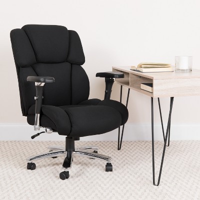 Black High Back Executive Office Chair with Adjustable Arms and Silver Base
