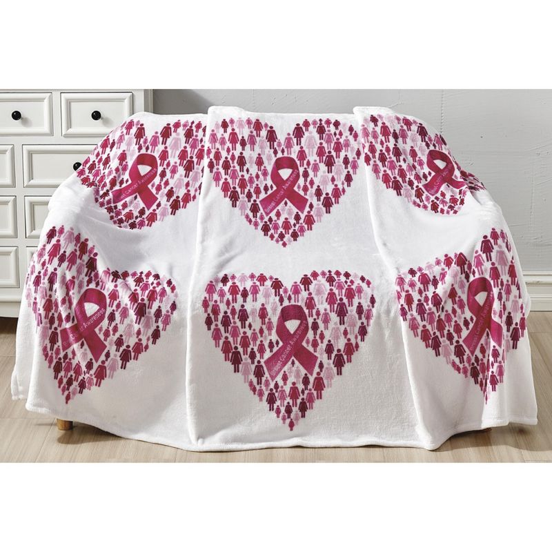 Noble House Warm and Snugly Breast Cancer Awareness 50"x70" Throw Blanket - Together We Rise, 1 of 5