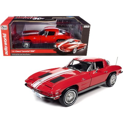 1963 Chevrolet Corvette Stingray Z06 Red w/White Stripes "American Muscle 30th Anniversary" 1/18 Diecast Model Car by Autoworld
