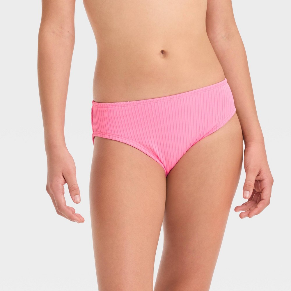 Photos - Swimwear Girls' 'Ride the Wave' Solid Bikini Swim Bottom - art class™ Pink S black