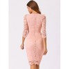 Allegra K Women's Crewneck 3/4 Sleeve Floral Lace Hidden Zipper Bodycon Dress - 4 of 4