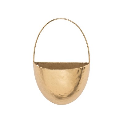 Modern Brass Metal Hanging Wall Storage Mail Pocket - Foreside Home & Garden