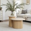 LuxenHome Set of Two Nesting Tables, Faux Travertine & Wood Grain Finish, Quality Manufactured Wood Brown - 2 of 4