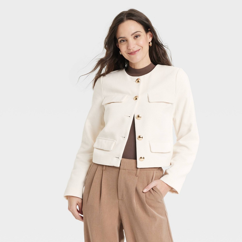 Women's Lady Jacket - A New Day™ Off-White S
