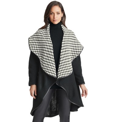 Jessica London Women's Plus Size Faux Leather-Trim Sweater