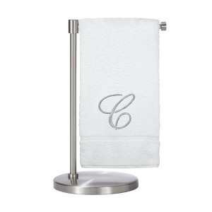 BC BARE COTTON Monogrammed Bath Towel, Personalized Gift, 27 x 54 inches - Set of 2 - White - Silver Script - 1 of 1