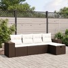 vidaXL 5 Piece Patio Sofa Set with Cushions Brown and Cream Poly Rattan - Without Storage - 2 of 4