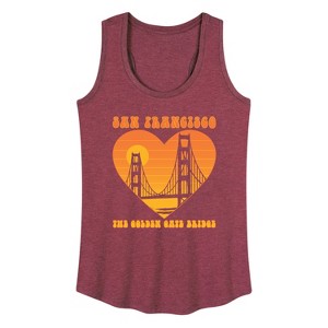 Women's - Instant Message - San Fran Golden Gate Heart Graphic Racerback Tank - 1 of 4