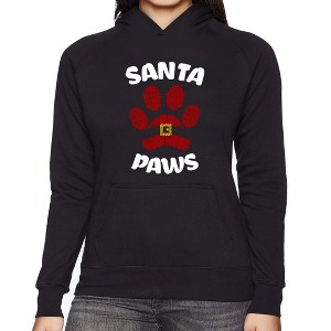 LA Pop Art Santa Paws - Women's Word Art Hooded Sweatshirt - 1 of 4