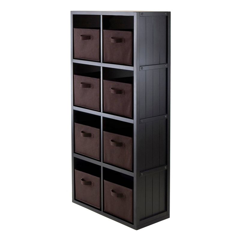 40.08&#34; 9pc Timothy Set Storage Shelf 4X2 with Baskets Black - Winsome, 1 of 8