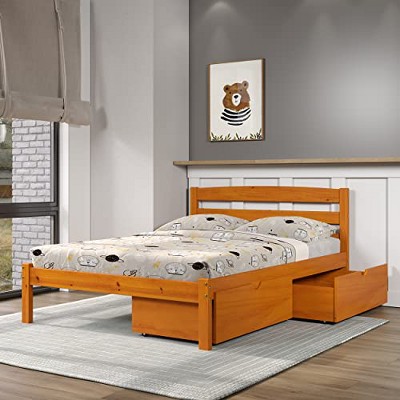 Donco Kids Full Econo Dual Under Bed Drawers in Honey Finish Platform