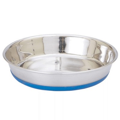Proselect Stainless Steel Shallow Heavy Dish with Bonded Rubber Base. Small 8 oz.