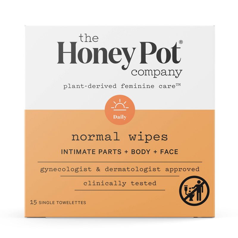 The Honey Pot Company, Normal Feminine Cleansing Wipes, Intimate Parts, Body or Face, 1 of 13