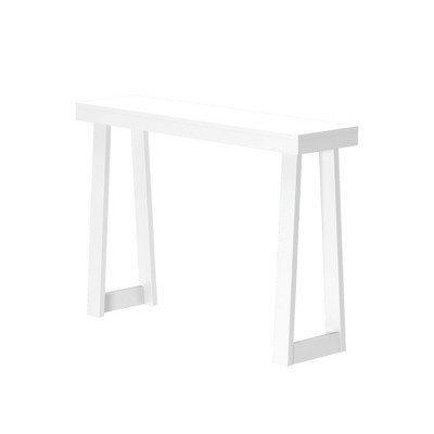 White Solid Wood Console Table with Storage Shelf, 46.25 Inch